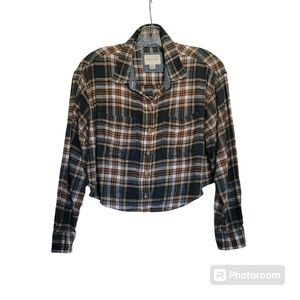 American Eagle 100% Cotton Long Sleeves Collared Plaid Button Down Shirt Size S